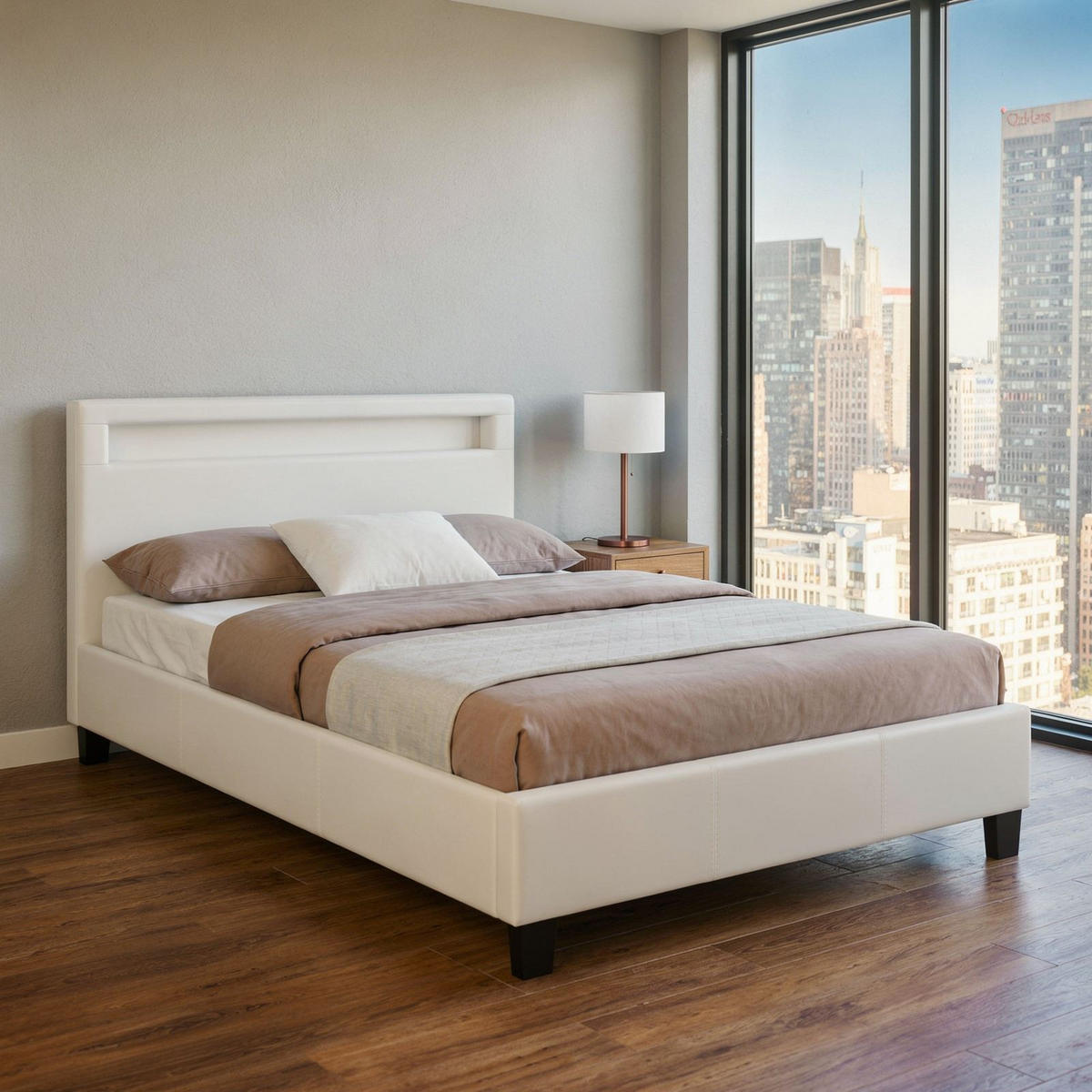 POLSTERBETT MIT LED MIRASOL 120x200 cm weiß - Weiß, Textil (120/200cm) - CARO-Möbel