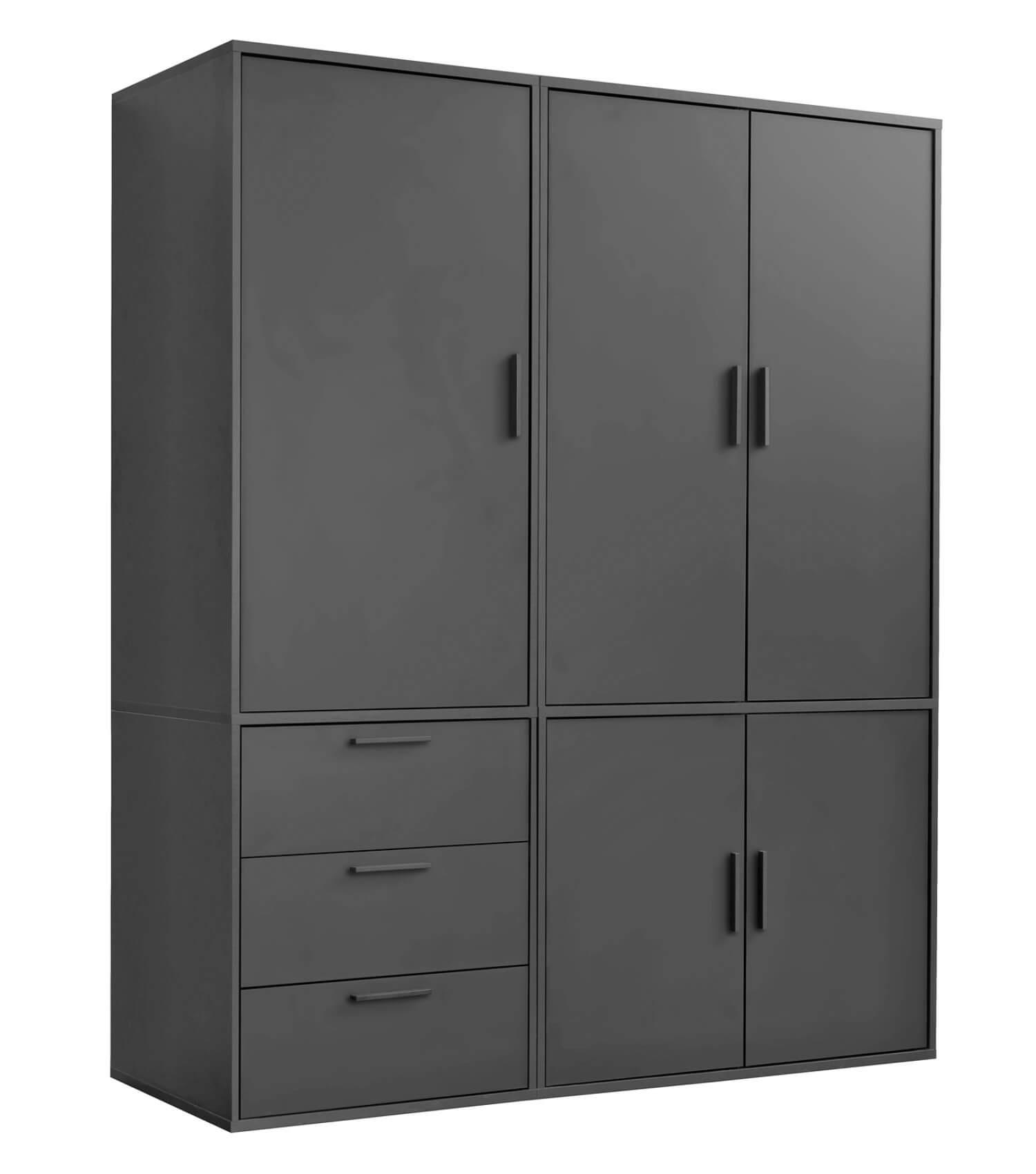 KLEIDERSCHRANK Der Grenzenlose - Anthrazit, Holzwerkstoff (150/187/58cm) - Mokebo