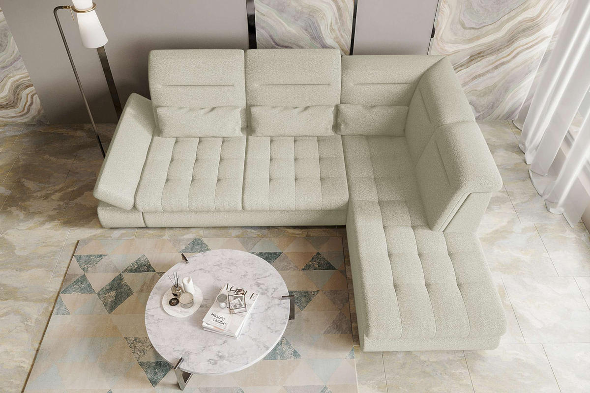ECKSOFA Toscana Strukturstoff inkl. Schlaffunktion - Hellgrau, Textil (279/227cm) - 99rooms