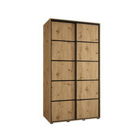 SCHWEBETÜRENSCHRANK 235,2/130/60 2-türig - Schwarz/Eiche Artisan, Holz/Metall (130/235/60cm) - Abiks Möbel