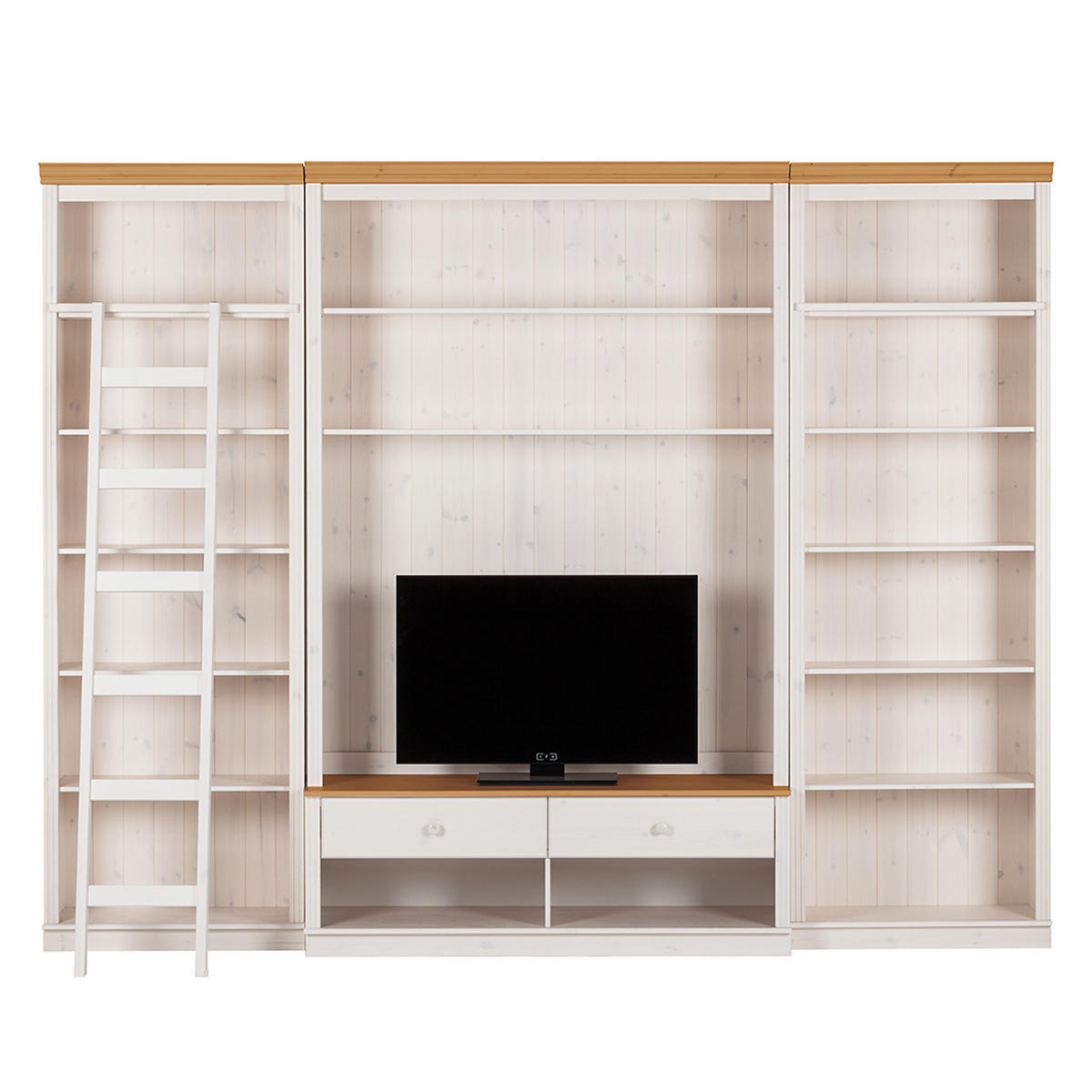 WOHWAND - Kiefer massiv - Typ A - Weiß, Holz (288/223/45cm) - home24