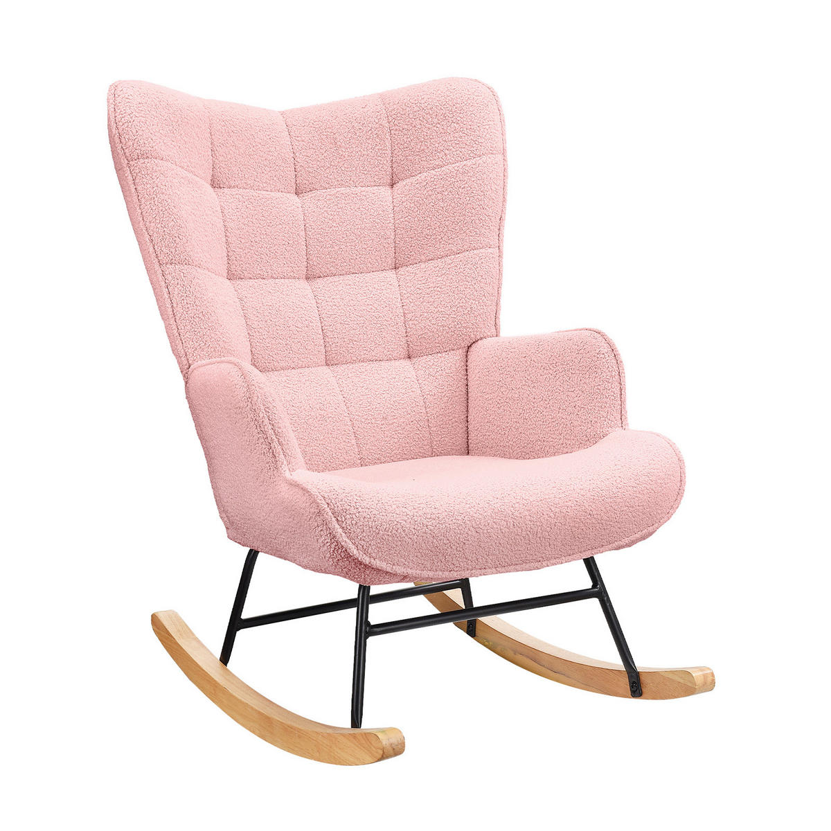 SCHAUKELSTUHL mit Rückenlehne, gepolsterter Schaukelstuhl für Wohnzimmer, Schlafzimmer, Balkon, Relaxsessel, Rosa - Pink, Textil (68/92/75cm) - WoodenAura