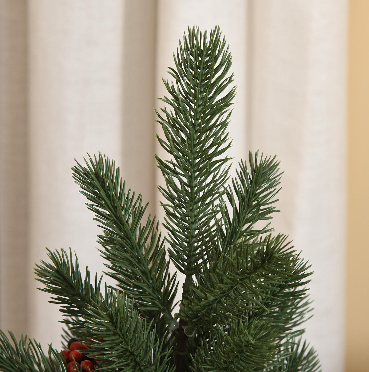 WEIHNACHTSBÄUME 28/28/50 cm grün aus Leinen mit Zementsockel und Deko - Grün, Textil (50cm) - OKWISH