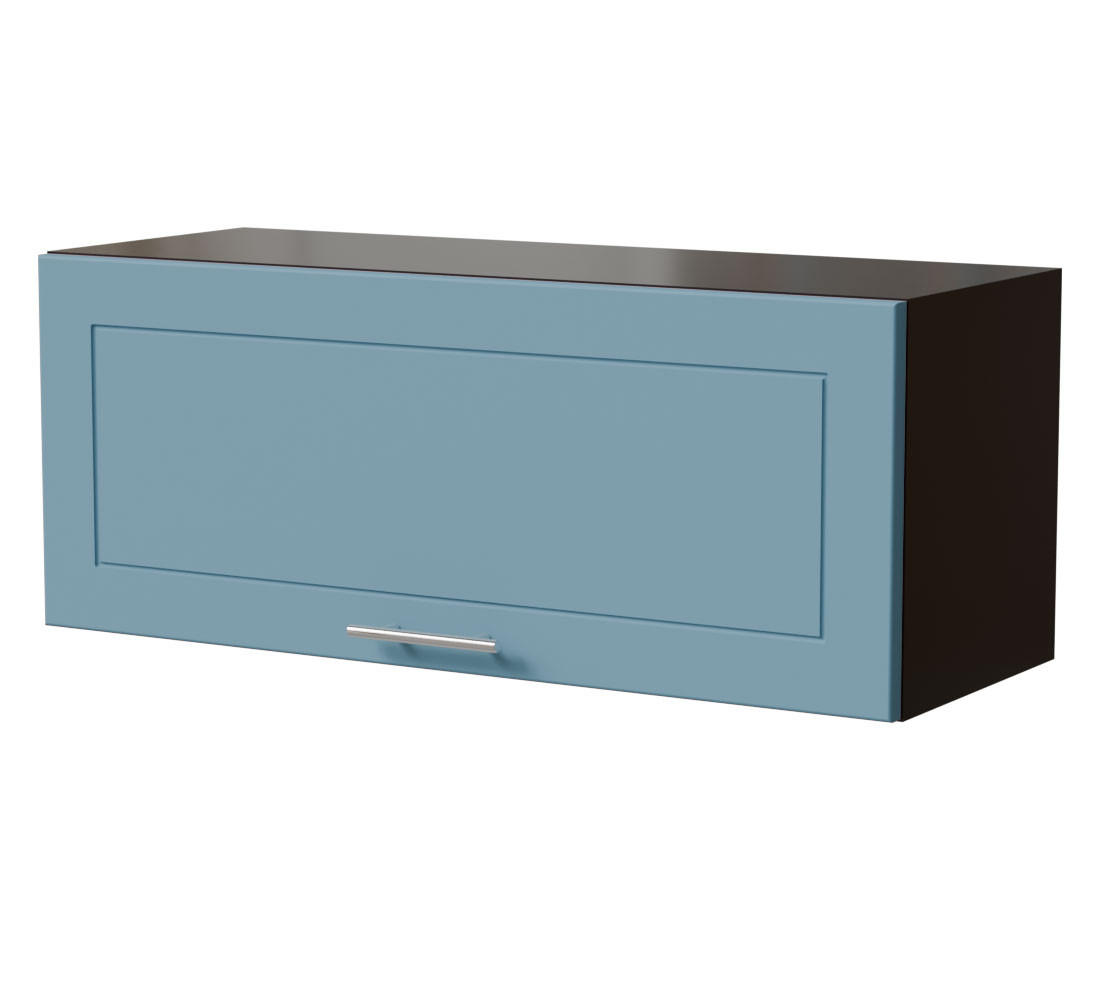 KLAPPHÄNGESCHRANK Bari W4B/90 Schwarz / RAL 5024 pastellblau 90 / 32,5 / 36cm Gasdruckdämpfer - Blau/Schwarz, Holz/Holzwerkstoff (90/36/32.5cm) - Feldmann-Wohnen