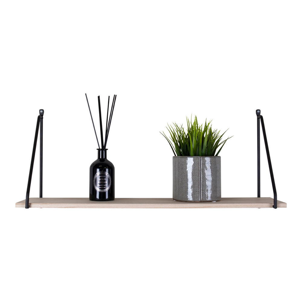 REGAL Arnhem Stahl, Holz Schwarz / Natur - Naturfarben, Holz (65/17/27cm) - tinkaro