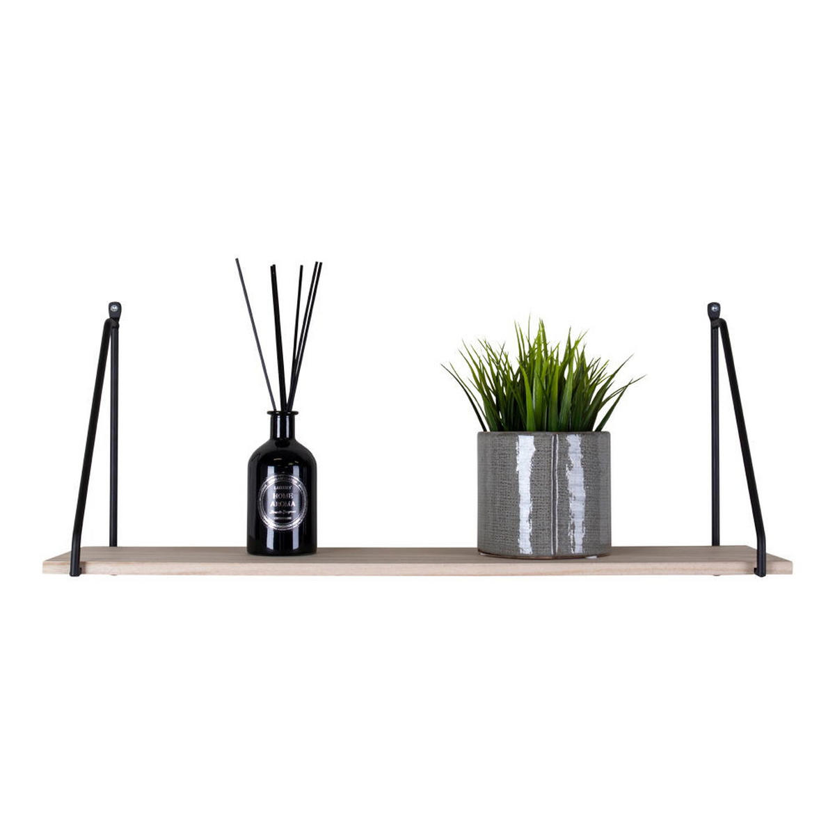 REGAL Arnhem Stahl, Holz Schwarz / Natur - Naturfarben, Holz (65/17/27cm) - tinkaro