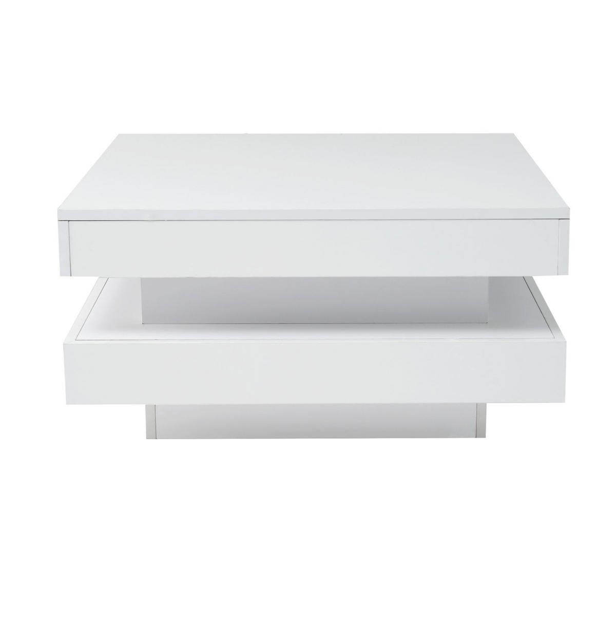 KONFERENČNÍ stolek 70/70/36 cm bílý z dřevotřísky s LED osvětlením Bluetooth - bílá, kompozitní dřevo (70/70/36cm) - OKWISH