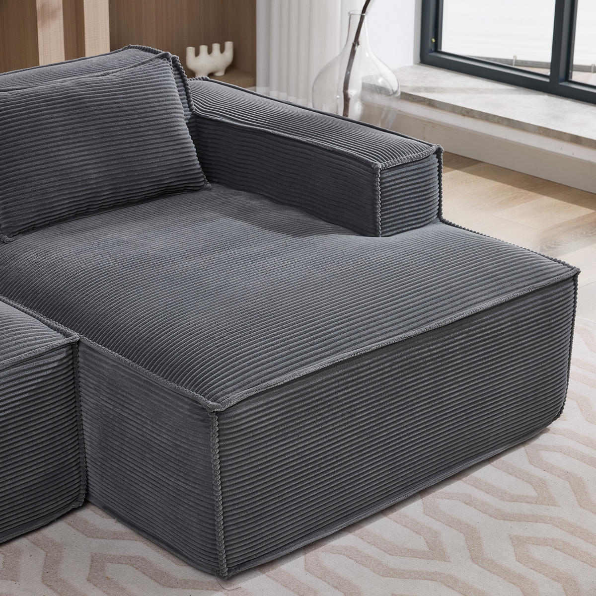 3-SITZER ECKSOFA Polyester Grau mit Kissen - Grau, Textil (235/129cm) - WISHDOR
