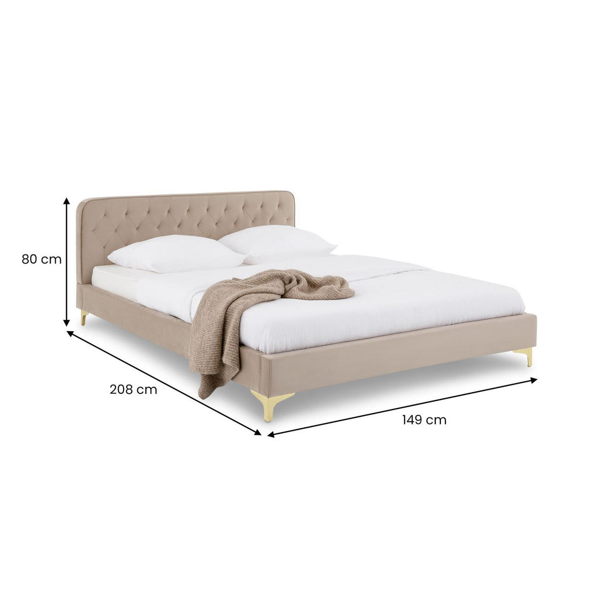 POLSTERBETT GLAMOUR 140x200 cm beige - Beige, Textil (140/200cm) - CARO-Möbel