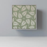 SIDEBOARD LEAVES ON GREEN, Grau, 57,5x42x57,5 cm, Ohne Füße - Multicolor/Grau, Holzwerkstoff (57.5/57.5/42cm) - SpaceRebels