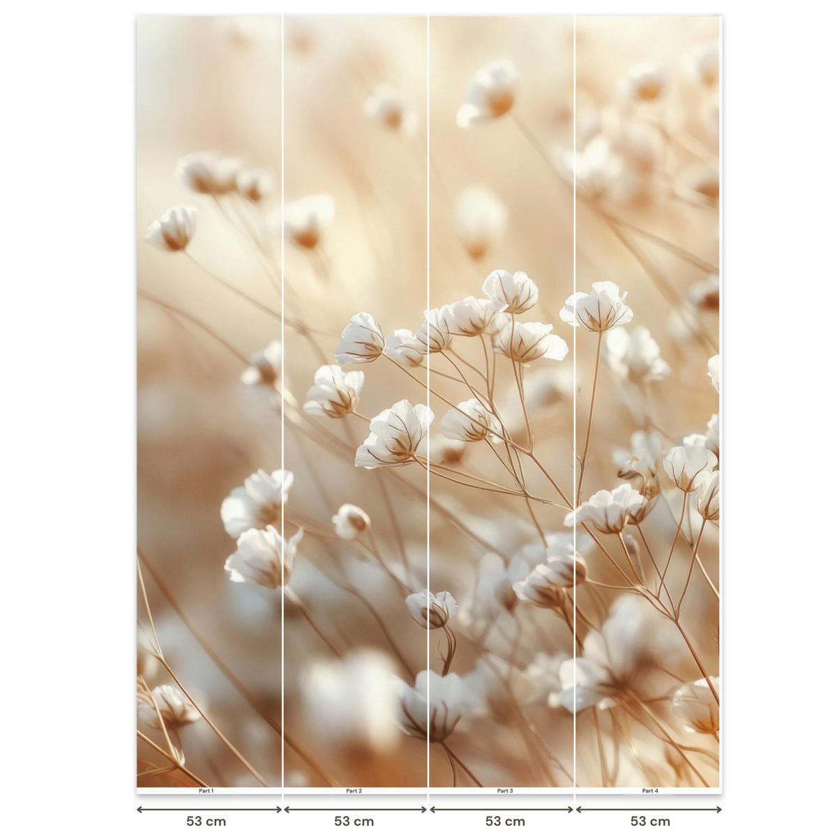 TAPETE - Wild - Blumen - Weiß - 200x280 cm - Creme, Papier (200/280cm) - OnlyWow