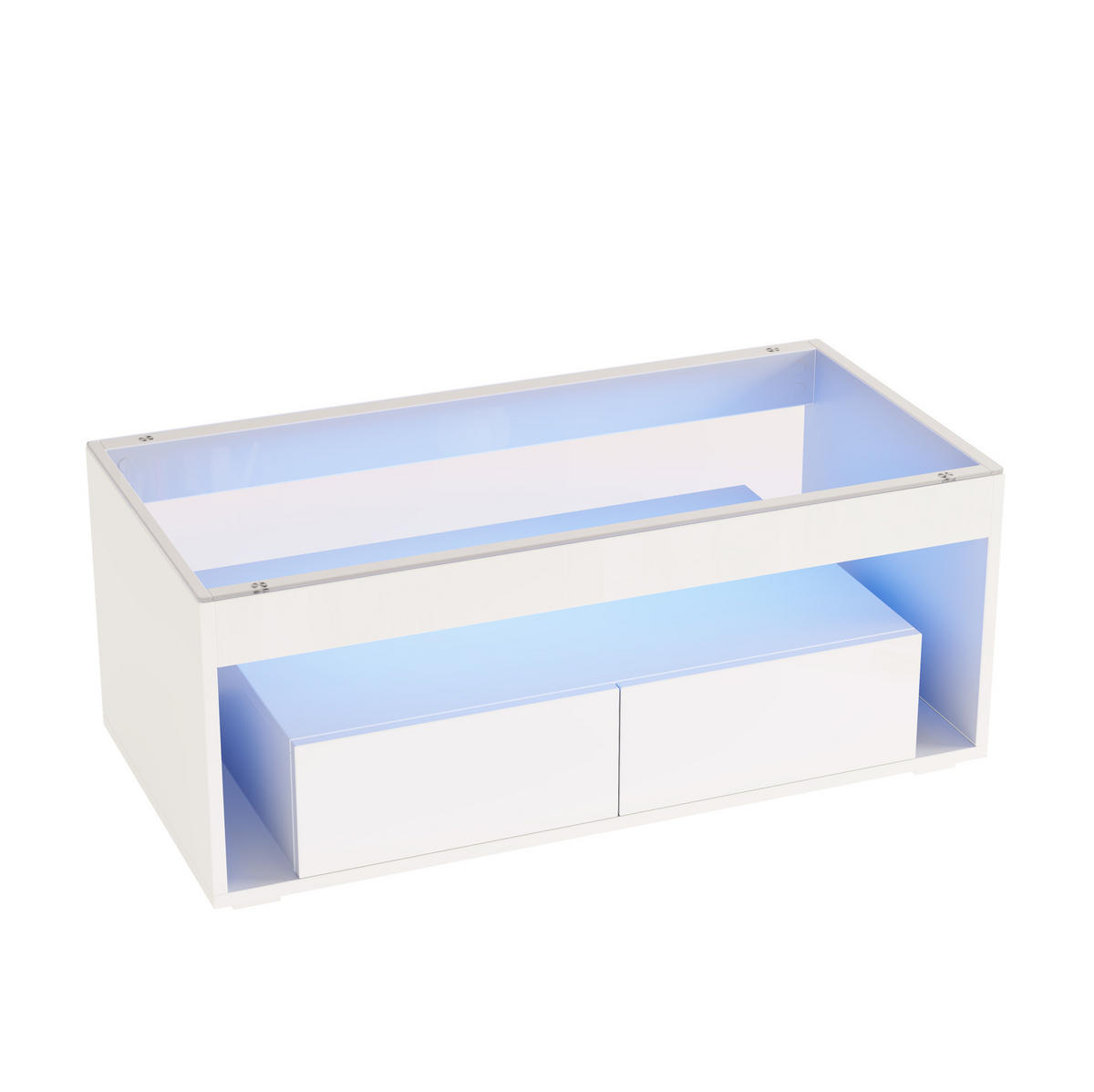 COUCHTISCH mit LED 100 x 50 x 40 cm Weiß mit 2 Schubladen - Weiß, Holzwerkstoff (100/50/40cm) - Meubliv