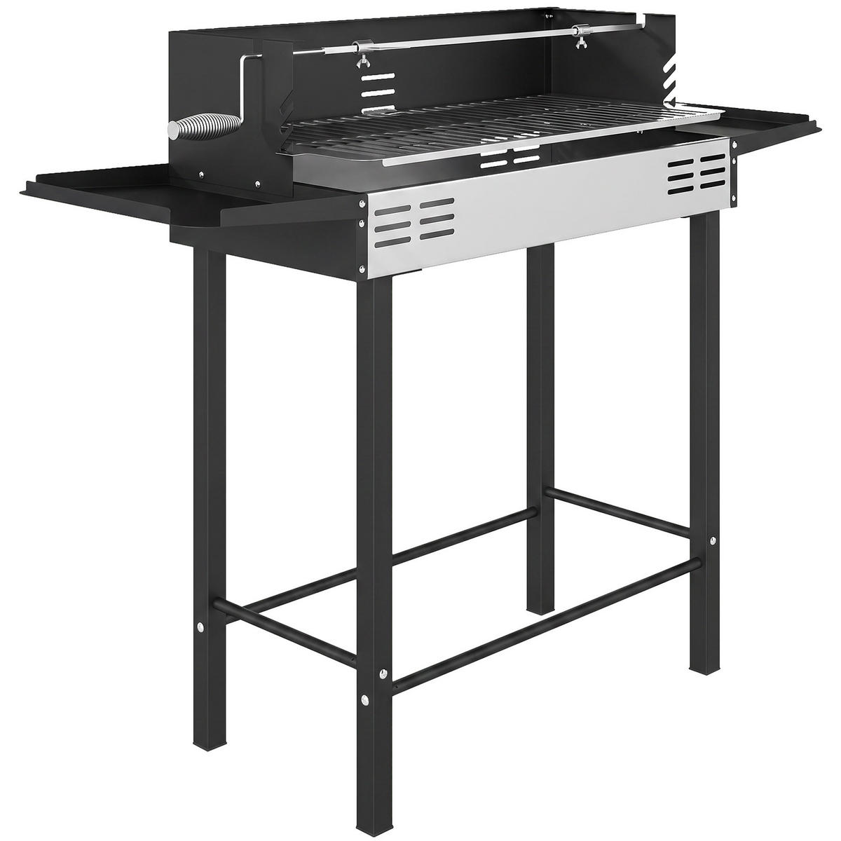 HOLZKOHLEGRILL Schwarz 118.0/32.0/90.0 cm - Schwarz, Metall (32/90/118cm)