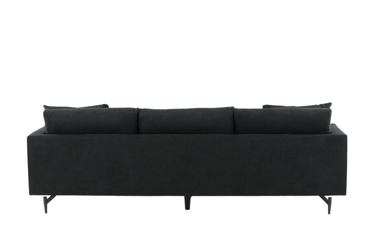 3-SITZER-SOFA Velours schwarz - Schwarz, Textil (255/66/86cm) - ebuy24