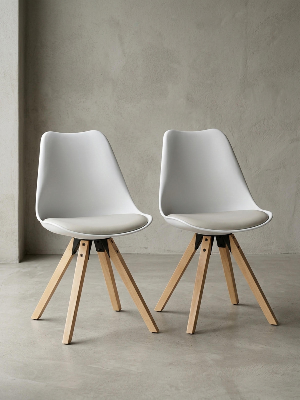 ESSZIMMERSTUHL 2er Set Kunstlederbezug mit Holzgestell Skandinavisch gepolstert, Weiß 49x52x87 cm - Beige/Weiß, Holz/Kunststoff (49/87/52cm) - KADIMA DESIGN