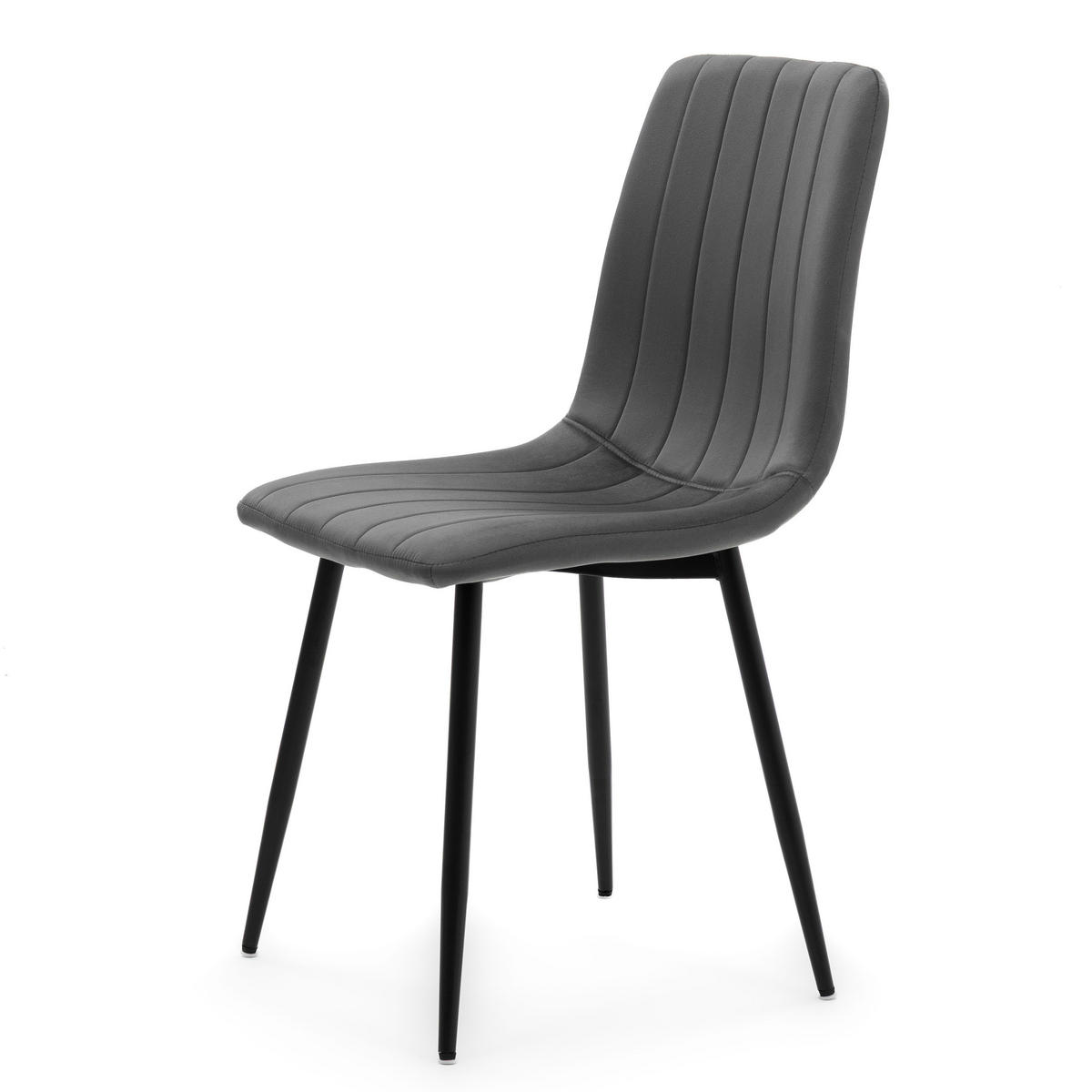 STUHL GELA gepolstert mit Steppung - grau - Samt Velours - Schwarz/Grau, Textil/Metall (45/89/53cm) - NEW HOME