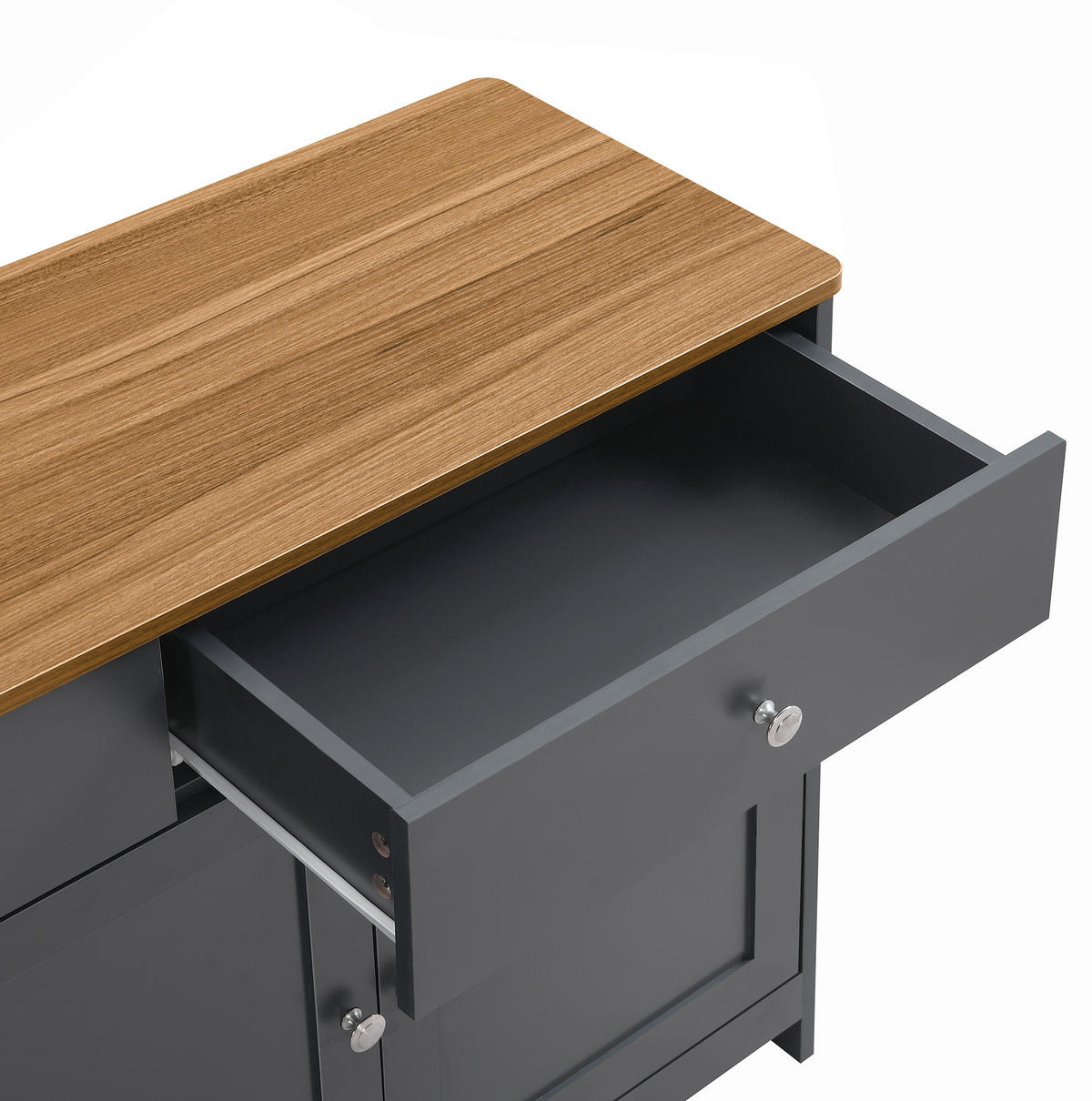 KOMMODE aus MDF 160x37x75cm in Schwarz mit 3 Schubladen - Schwarz, Holzwerkstoff (160/75/37cm) - Modfu