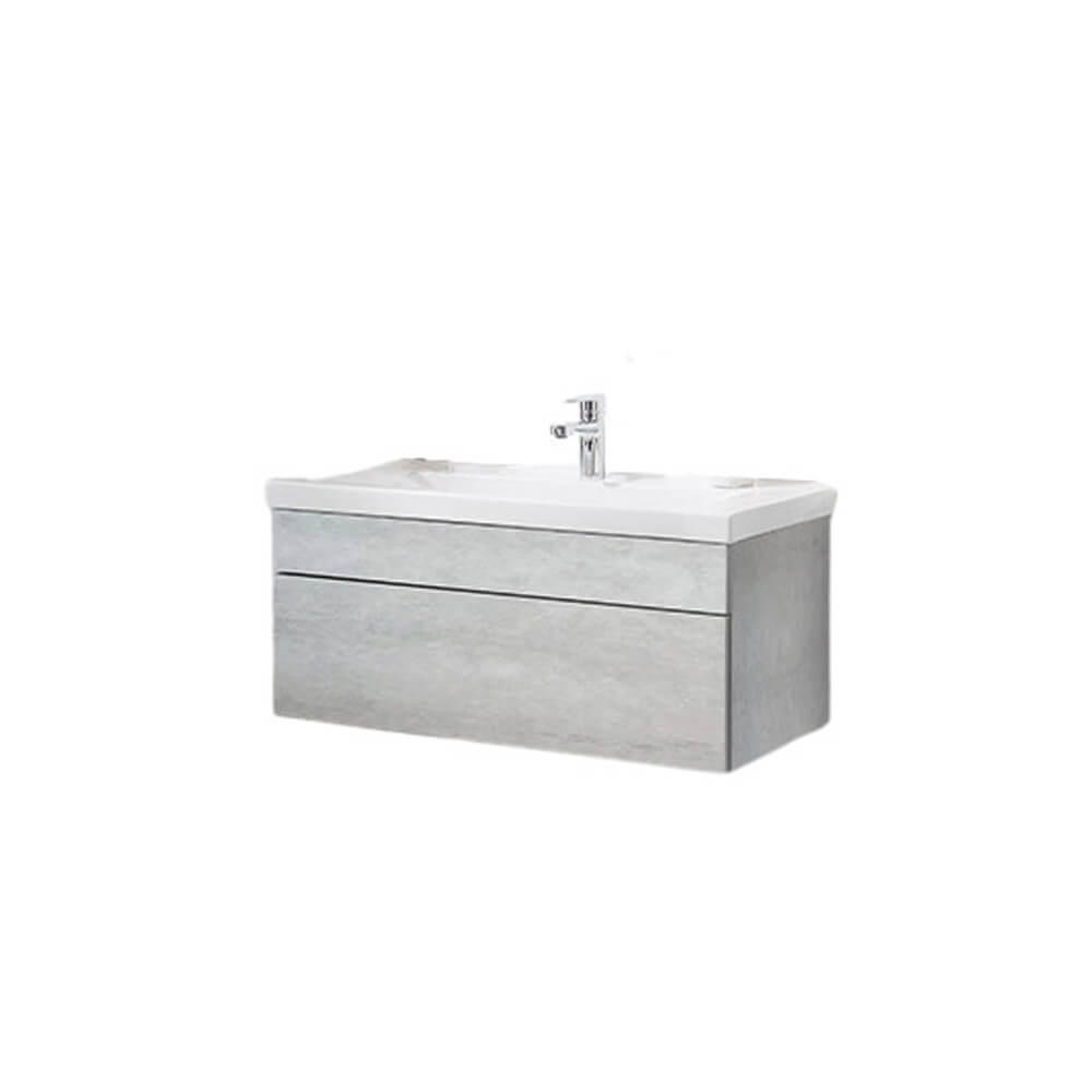 BADMÖBEL Komplettset WANGEROOGE BIG S - Grau - Grau, Holz/Keramik (33/41/80cm) - Home Deluxe