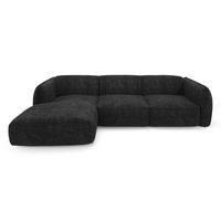 ECKSOFA LINKS Rastervelours Dunkles Anthrazit 272cm - Anthrazit, Textil (165/272cm) - Sia Home