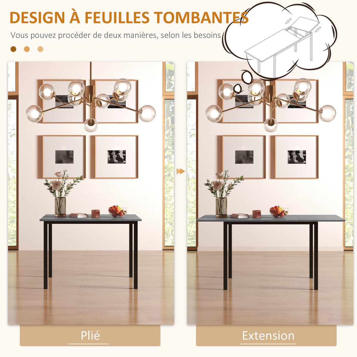 AUSZIEHTISCH Dunkelgrau Ausziehbar Stahlgestell 160/70/76 cm - Grau, Holz (70/160/76cm) - PANGIVO