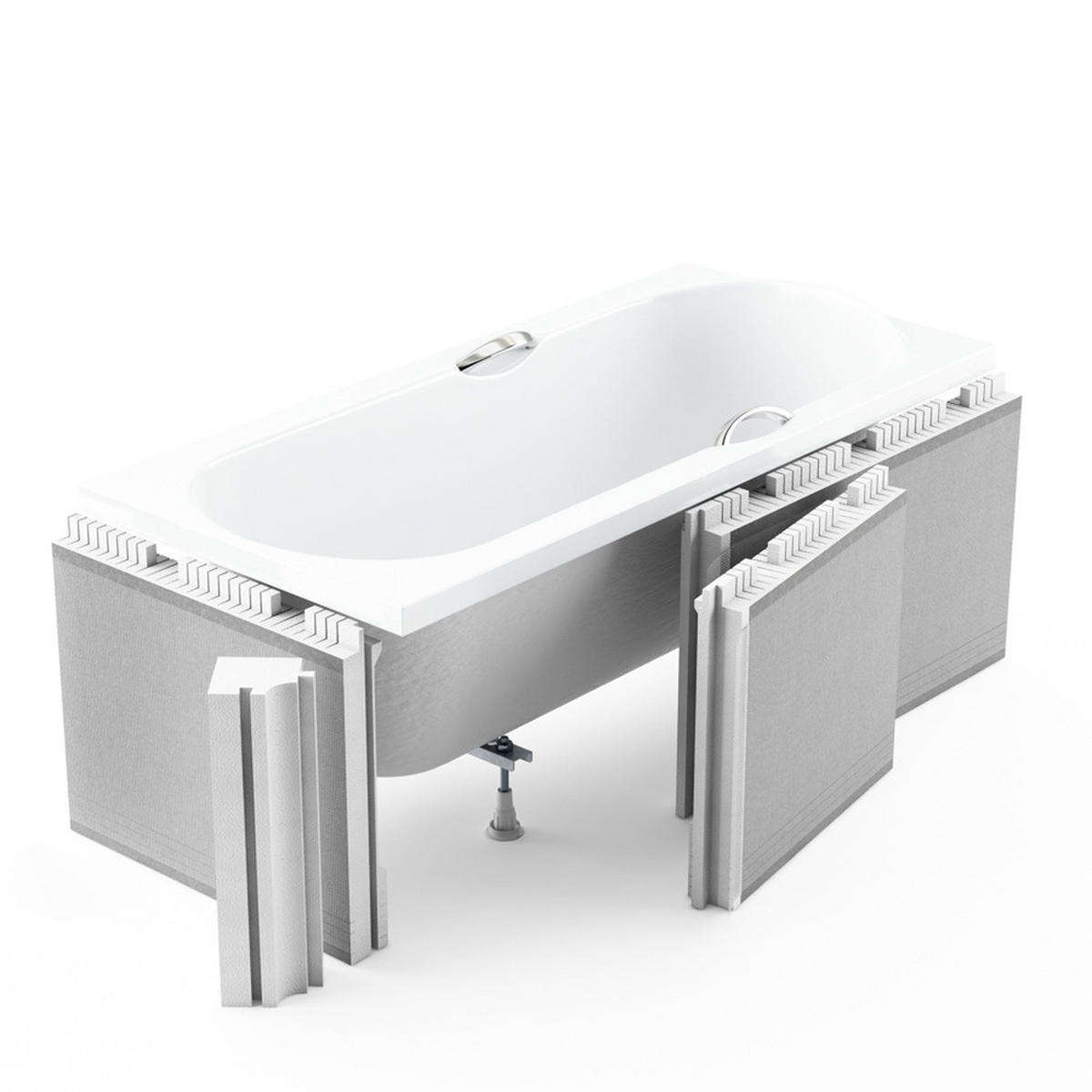 BADEWANNE Rechteck SHEA SLIM 150/70 mit Styro Ablage 4cm Ablauf Füße - Weiß, Kunststoff (70/53.5/150cm) - bad land