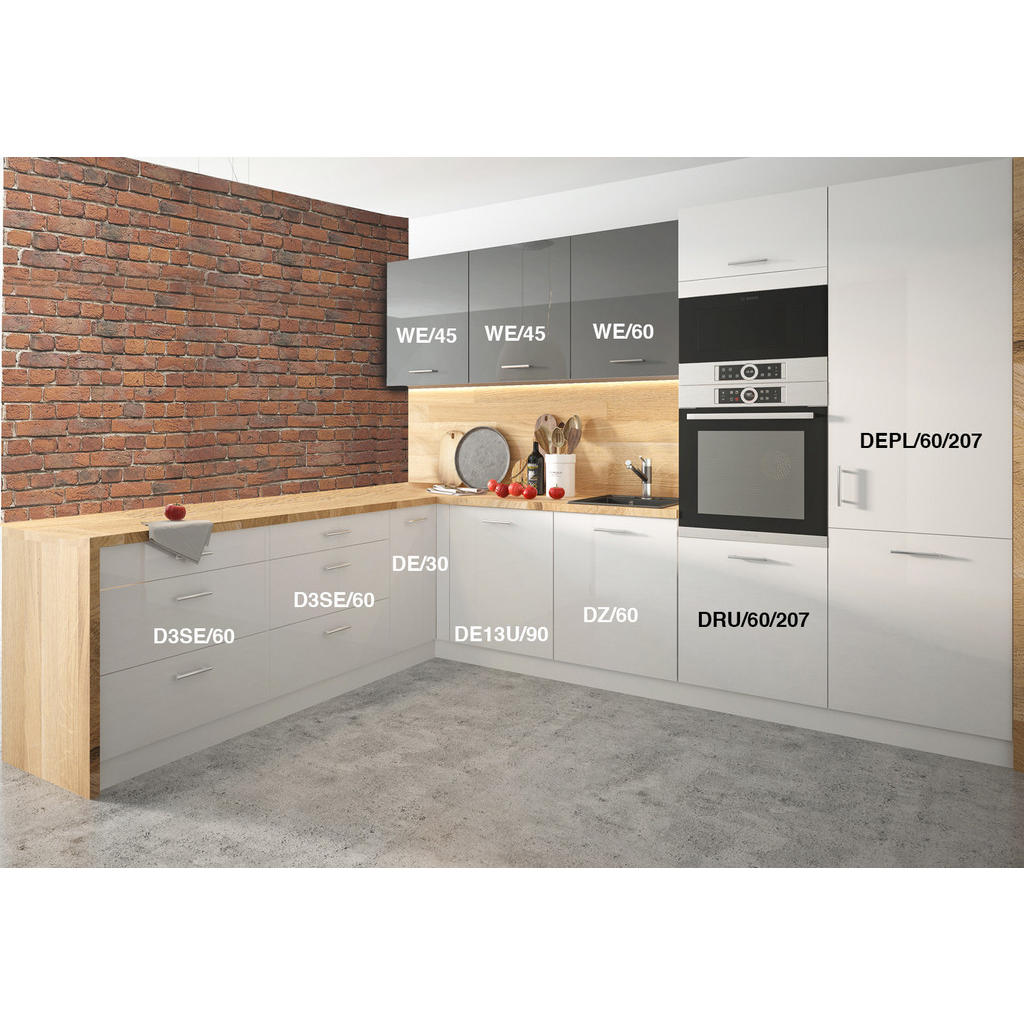 Thumbnail - Feldmann-Wohnen Winkelküche, Weiß, Grau, Holzwerkstoff, L-Form, 160x207x273 cm, Küchen, Eckküchen, Eckküchen ohne Geräte