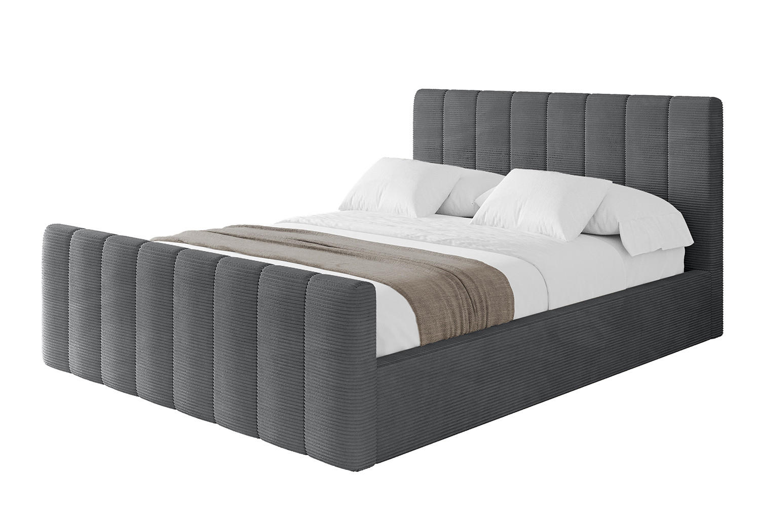 POLSTERBETT mit Bettkasten, Fußteil und Lattenrost, Boxbett mit Matratze H3/H4 - STERA-Z 120x200 Dunkelgrau - Graphitfarben, Holzwerkstoff/Textil (120/200cm) - ALTDECOR