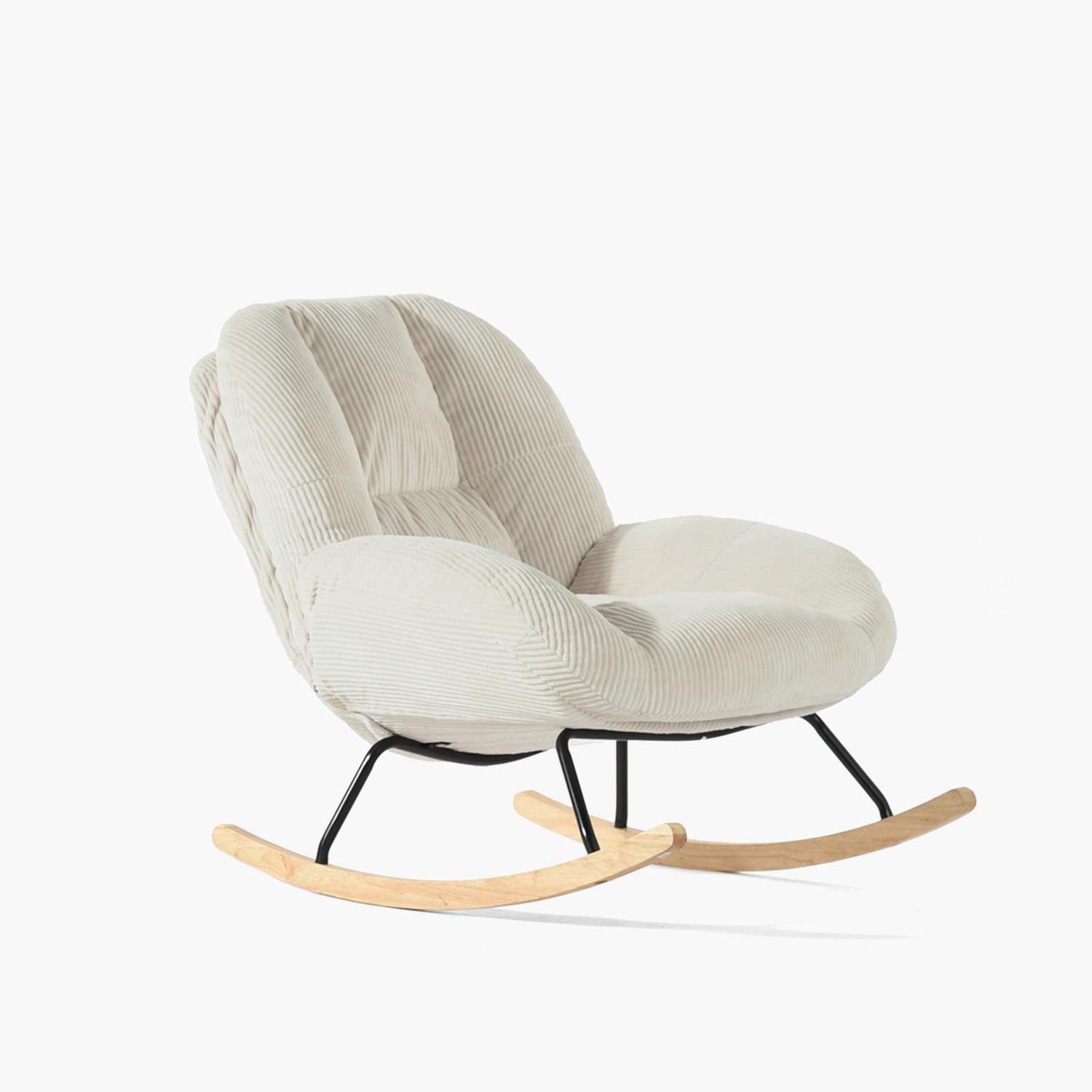 SCHAUKELSTUHL Relaxsessel Gepolstert Mit Cord-Bezug In Beige - Beige, Textil (79/84/111cm) - Meubles Cosy