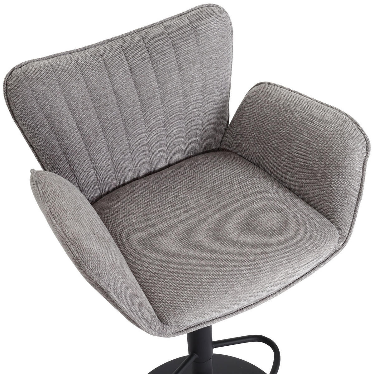 BARHOCKER 2er-Set gepolstert mit Lehne Sitzhöhe 66-90cm mit Armlehne Fußablage drehbar Stoff/Textil Eisen Hellgrau Fuß Schwarz - Grau, Kunststoff/Textil (50/110/45cm) - PROREGAL