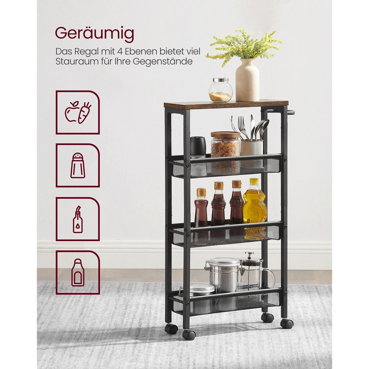 ROLLWAGEN PORT OF SPAIN - Braun, Holzwerkstoff (45.4/77/13cm) - Hansiro