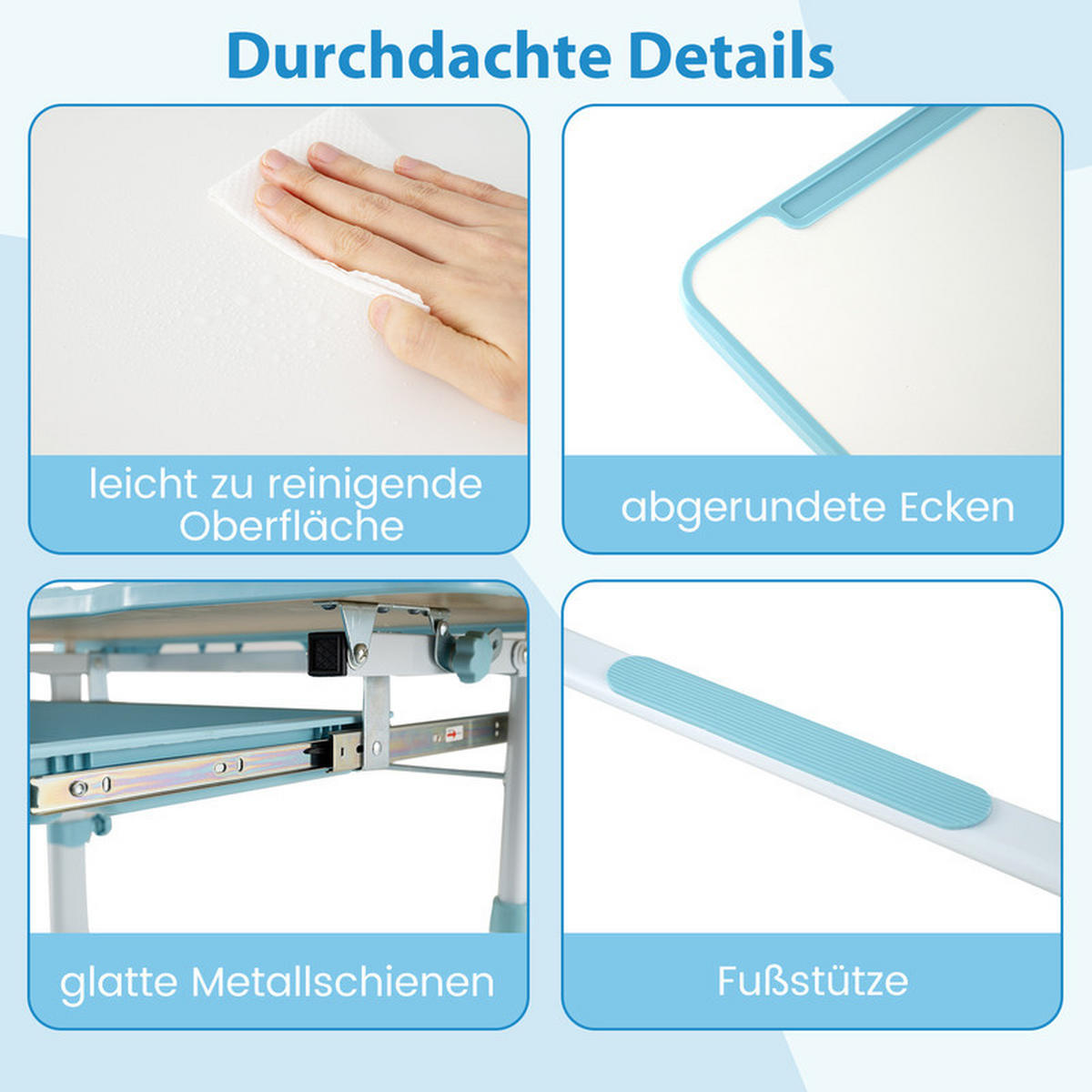KINDERSCHREIBTISCH mit Stuhl blau(2-tlg) - Blau, Metall (80/83/50cm) - COSTWAY
