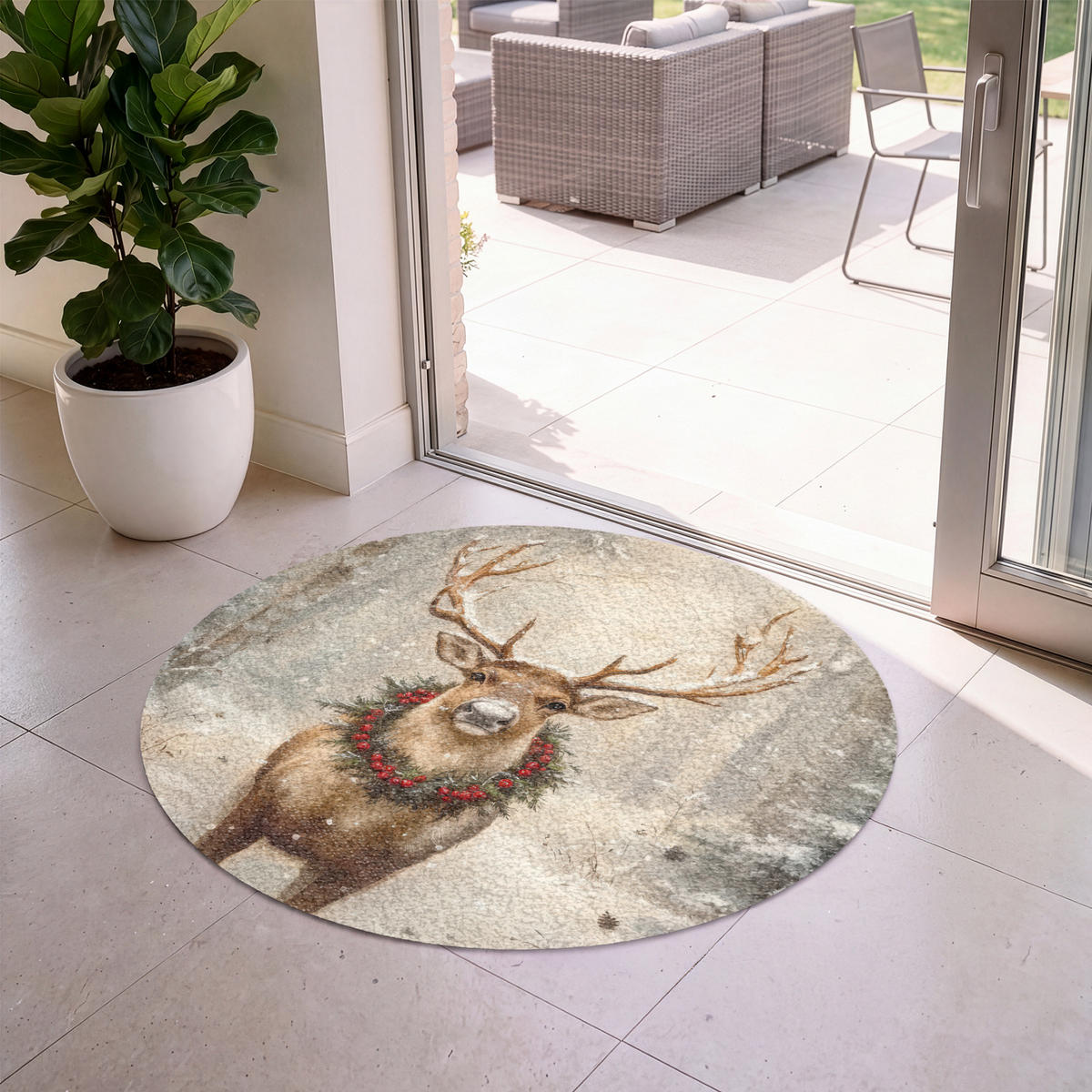 ROHOŽKA Vianoce - sobi - zima - veniec 120x120 cm - hnedá, plast (120/120cm) - MuchoWow