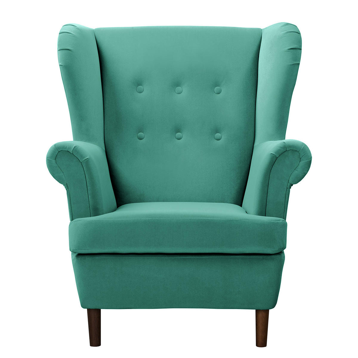 OHRENSESSEL - Türkis/Dunkelbraun, Textil (85/101/89cm) - home24