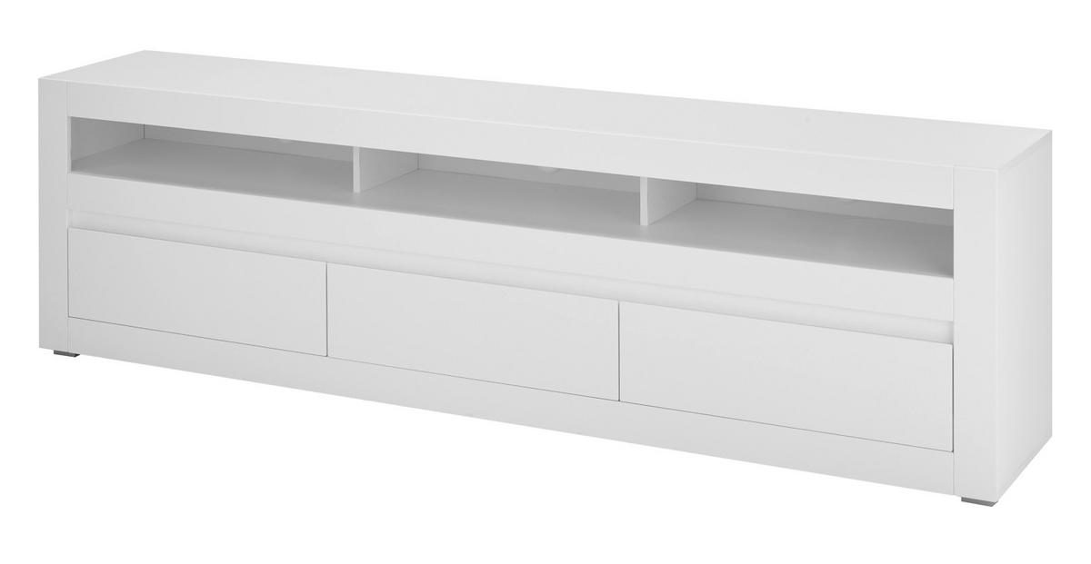 TV-LOWBOARD weiß matt, Evoke Eiche, TV-Unterteil 217 cm, Soft-Close-Funktion - Eichefarben/Silberfarben, Holzwerkstoff/Kunststoff (217/63/42cm) - Furn.Design