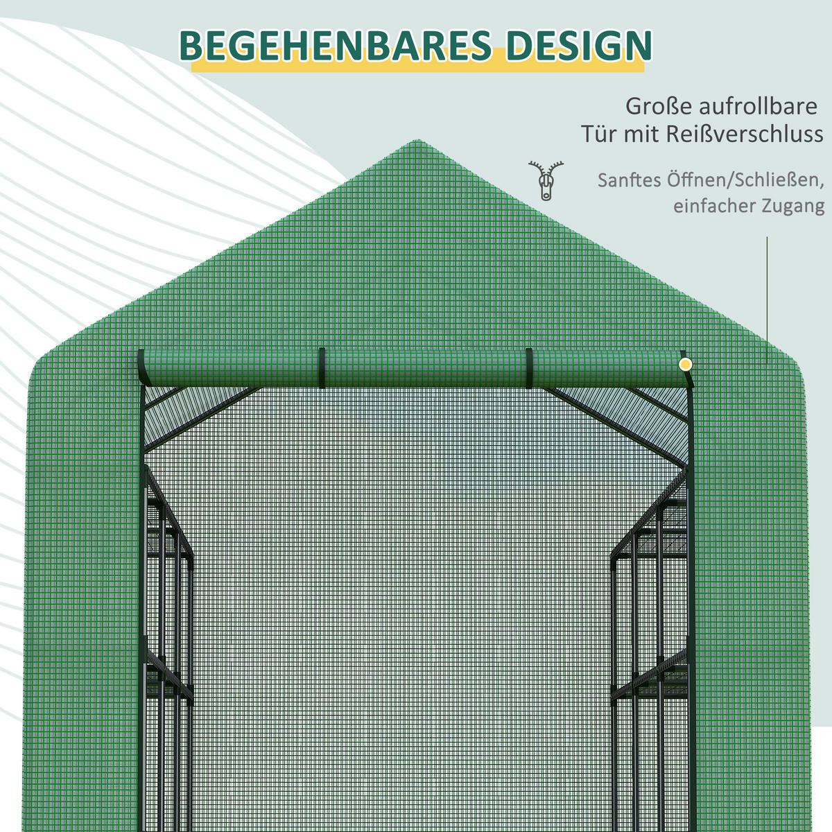 GEWÄCHSHAUS begehbar 8 Regale grün - Grün, Metall (244/210/180cm) - Fortuna Lai