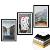 WANDBILDER 3er-Set - 40x60 cm Schwarzer Rahmen - Wasserfall Berge Natur Boot - Schwarz, Kunststoff (40/60cm) - ArtPrintCave