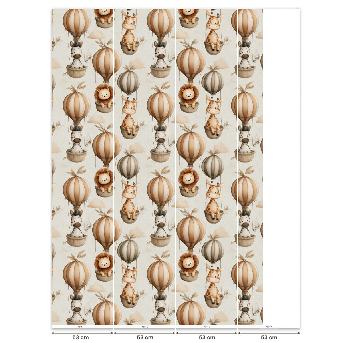 KINDERTAPETE - Safari - Heißluftballons - Taupe - 180x280 cm - Beige, Papier (180/280cm) - OnlyWow