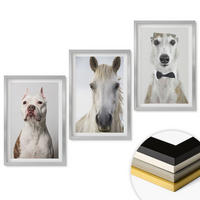 WANDBILDER 3er Set - 40x60 cm Silberner Rahmen - Elegante Porträts von Hunden und Pferden - Silberfarben, Kunststoff (40/60cm) - ArtPrintCave