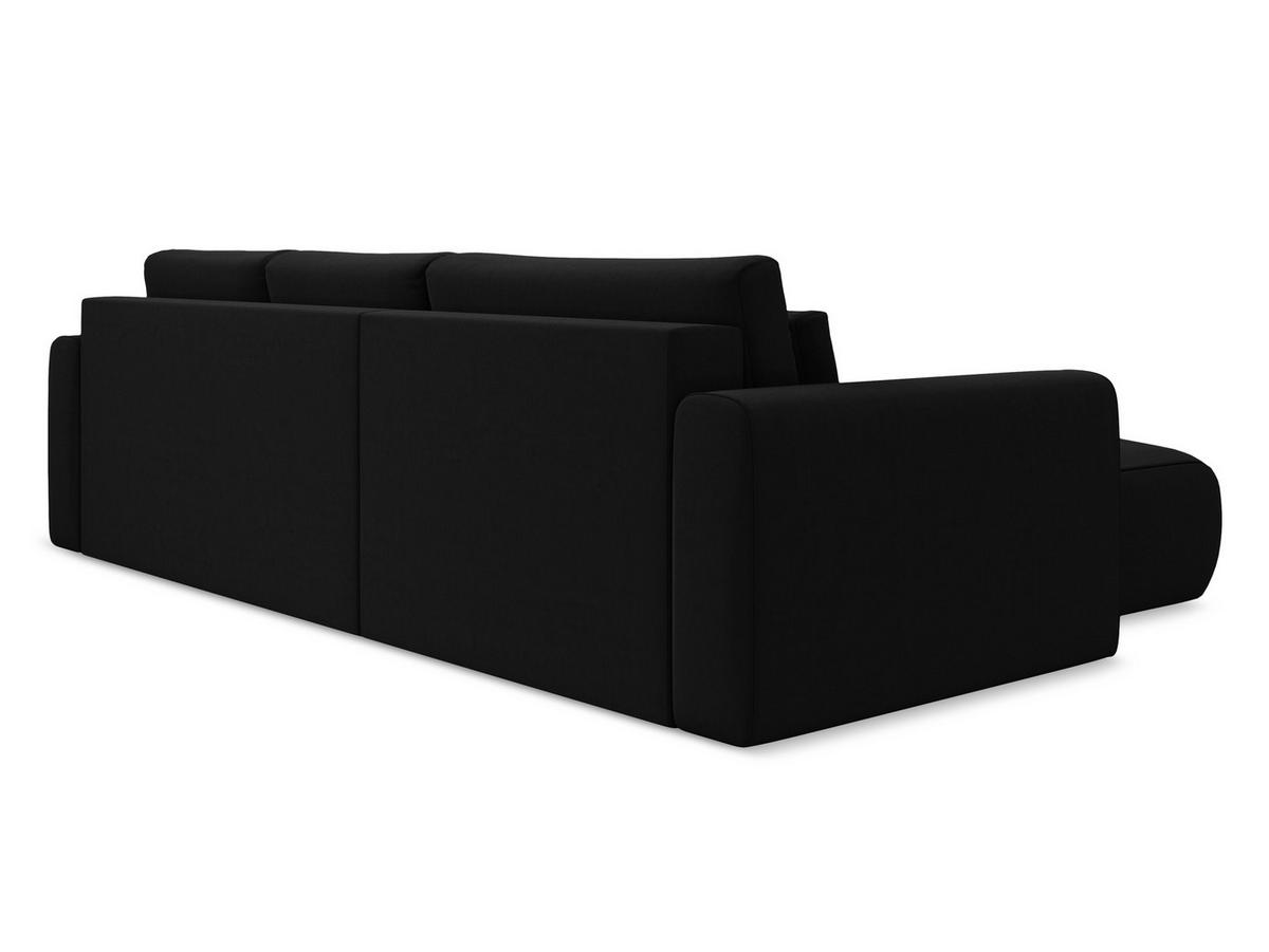 ECKSOFA mit Schlaffunktion Samt Stoff Schwarz - Schwarz, Kunststoff/Textil (149/278cm) - Makamii