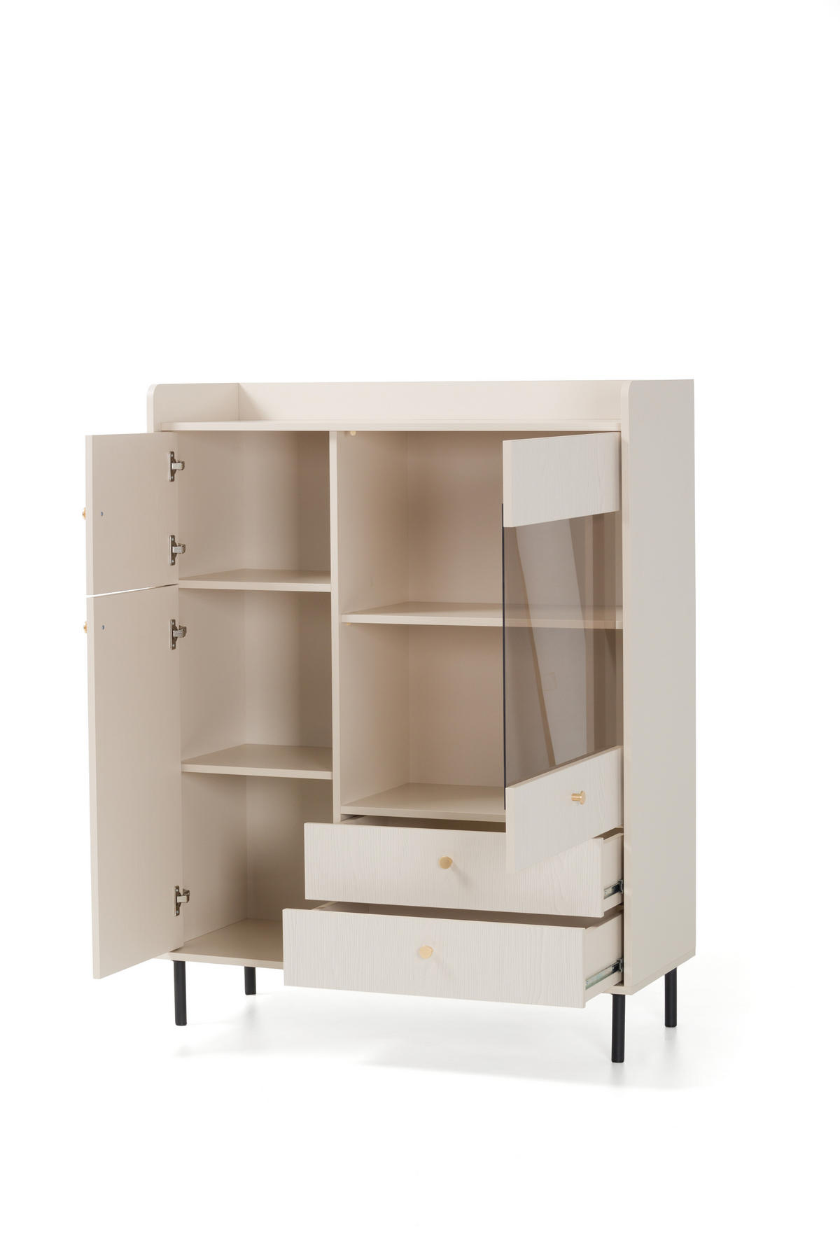 KOMMODE ASTREA 103,5/133/42cm mit 3 Schubladen 2 Türen Beige - Beige, Holzwerkstoff (103.5/133/42cm) - MASSENO