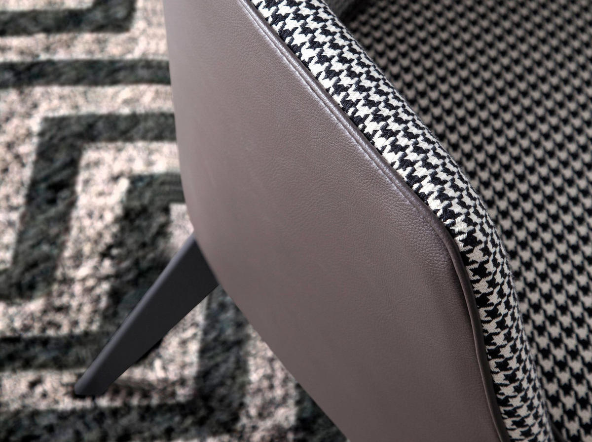 SESSEL Sessel aus schwarzem und weißem Stoff und schokoladenbraunem Öko-Leder 75/75/82 cm - Schwarz/Braun, Leder/Textil (75/82/75cm) - ANGEL CERDA