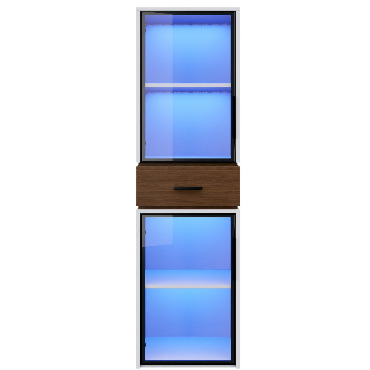 VITRINE 40/40/200 cm aus MDF mit LED-Beleuchtung und Sicherheitsglas Weiß - Weiß, Holzwerkstoff (40/200/40cm) - Modenvie