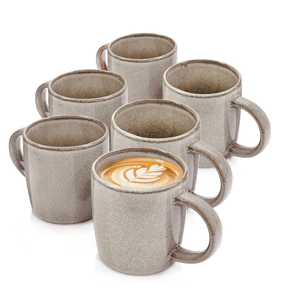 KAFFEEBECHER SET KAIRO CLAY - 6 aus Steingut - Grau, Keramik (0.4L) - Sänger