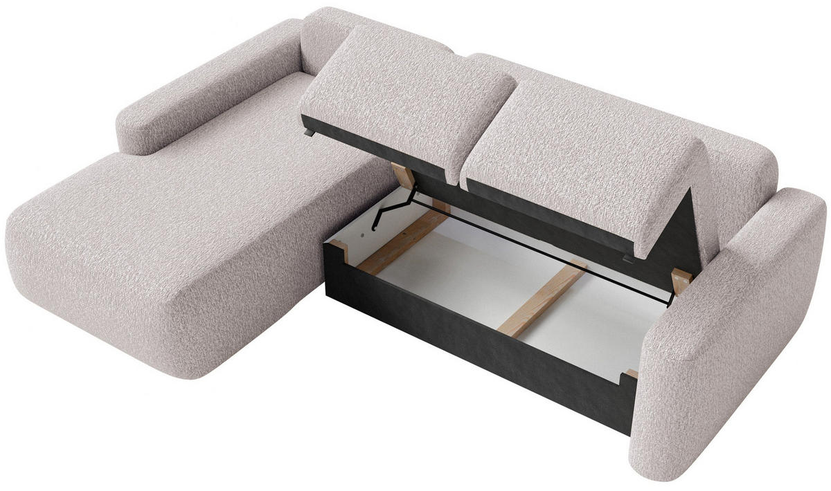 ECKSOFA Carnos Mini Beige Chenille - Beige/Schwarz, Kunststoff/Textil (238/164cm) - Selsey