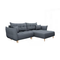 ECKSOFA RAIN: Universell klappbar mit Stauraum aus grauem LOFT-Stoff - Grau, Holz (267/172cm) - Panda Möbel