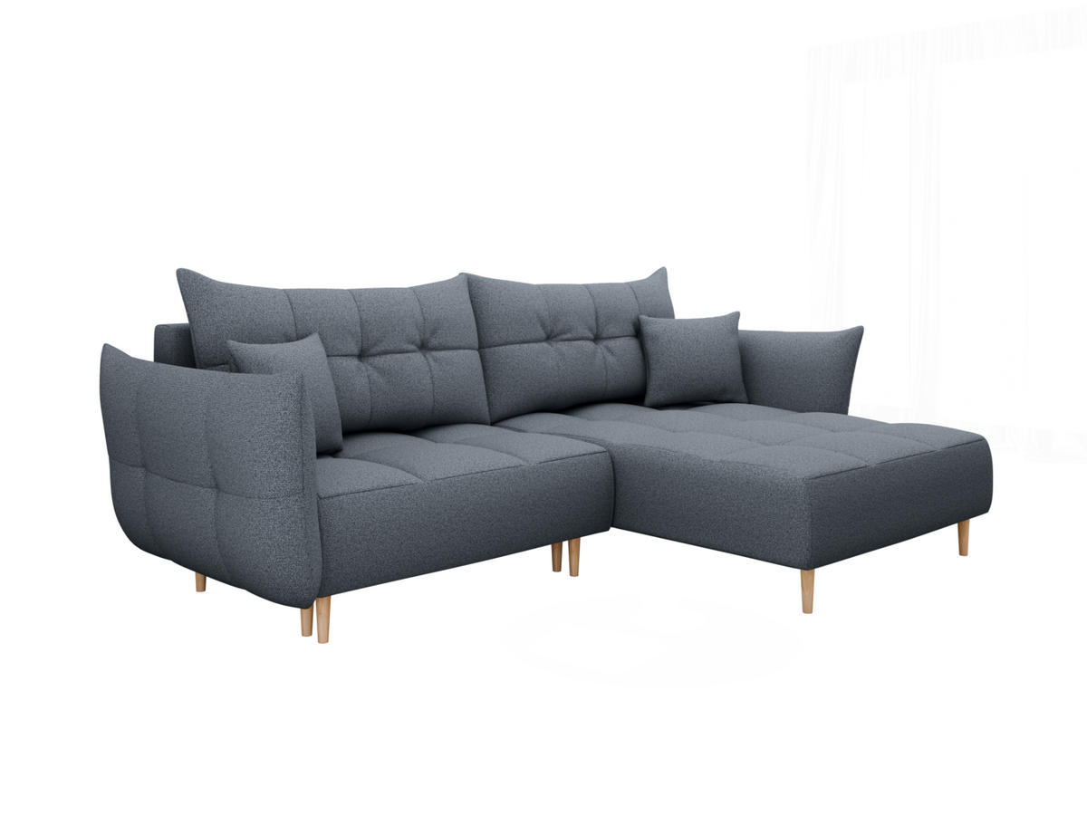 ECKSOFA RAIN: Universell klappbar mit Stauraum aus grauem LOFT-Stoff - Grau, Holz (267/172cm) - Panda Möbel