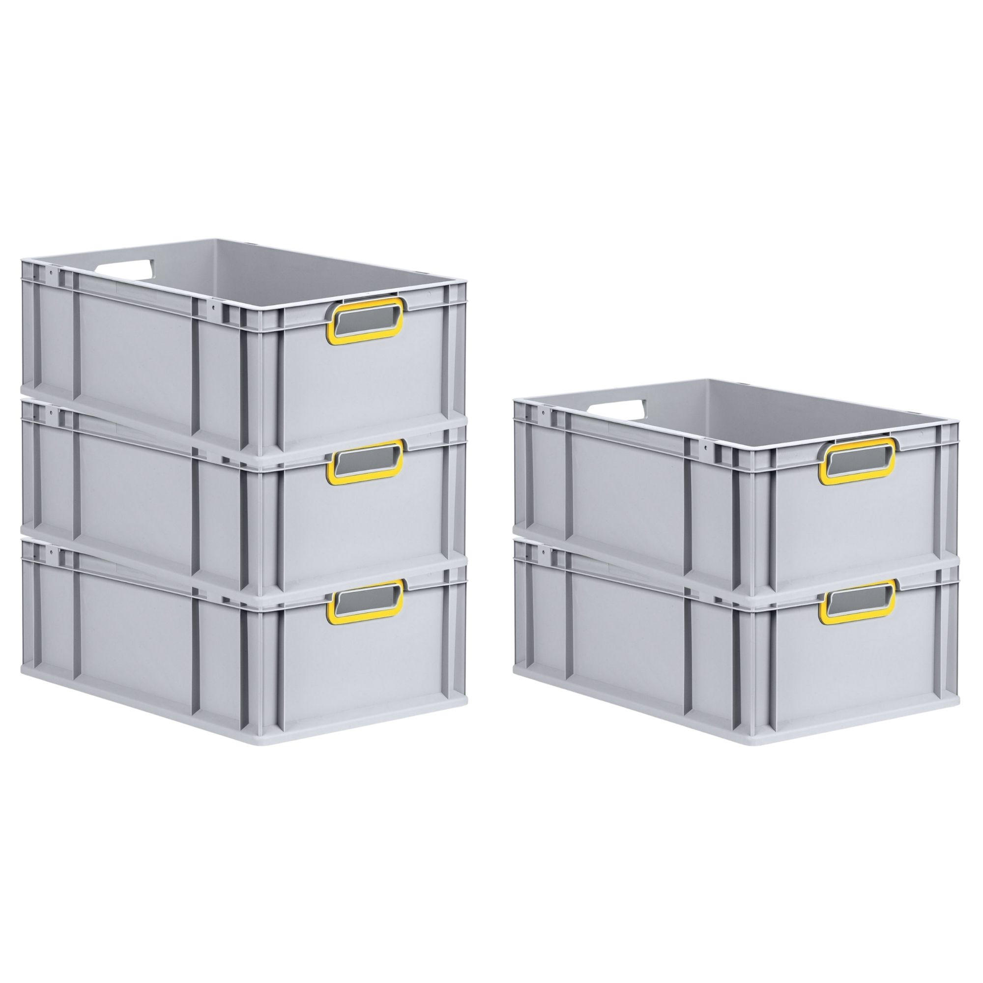 EUROBOX 5x Nextgen Color 22x40x60cm 44 Liter Griffe Gelb Offen - Gelb, Kunststoff (40/22/60cm) - PROREGAL