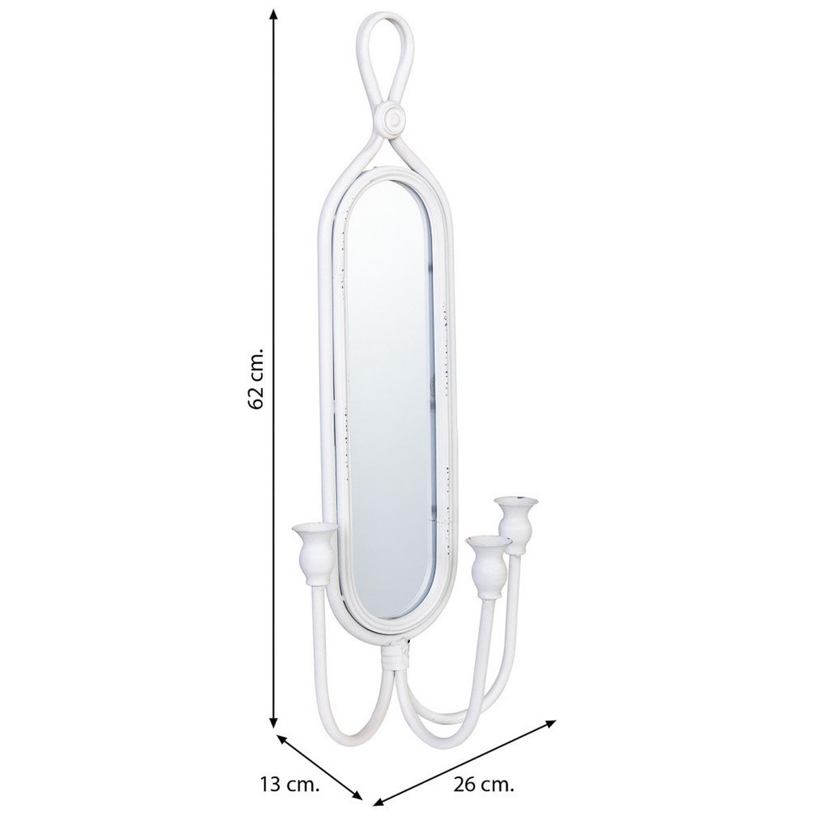 KERZENHALTER aus Metall, weiß, 26x13x62cm - Weiß, Metall (62cm) - Wanderlust