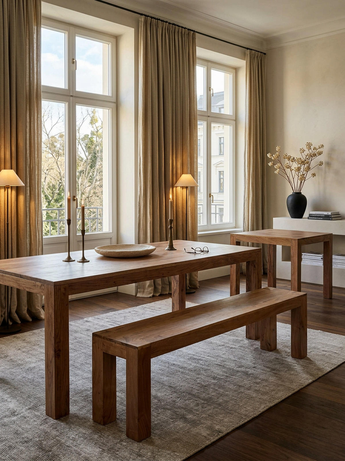 SITZBANK Massivholz Landhausstil handgefertigt, Beige 140x35x45 cm - Beige, Holz (140/45/35cm) - KADIMA DESIGN