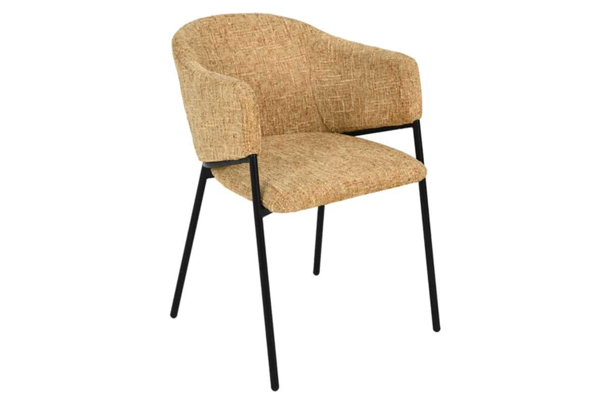 STUHL NOBLESSE Chenille Senfgelb 80 cm - Gelb/Schwarz, Kunststoff/Textil (52/77/60cm) - riess-ambiente